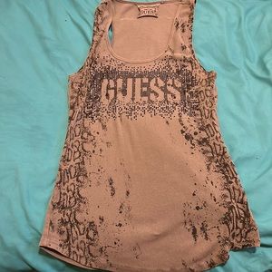 GUESS bedazzled snake skin print tank top